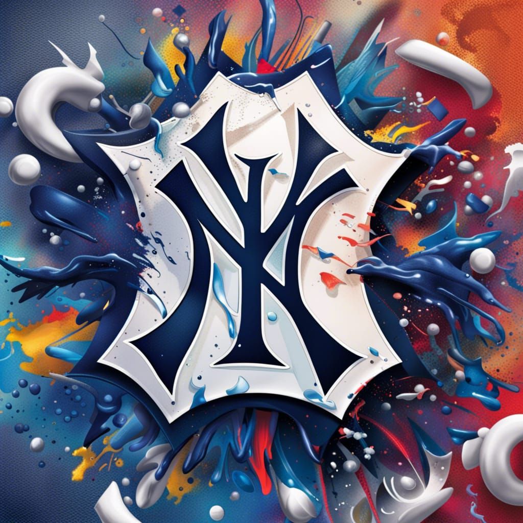 New York Yankees Logo in Hyperrealistic Splash Art