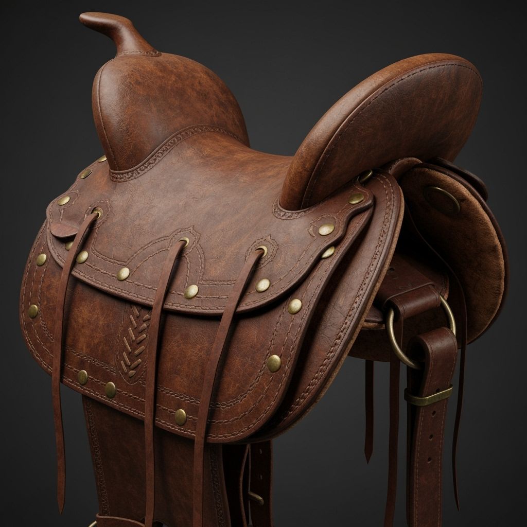 Earthy Leather Saddle with Brass Rivets