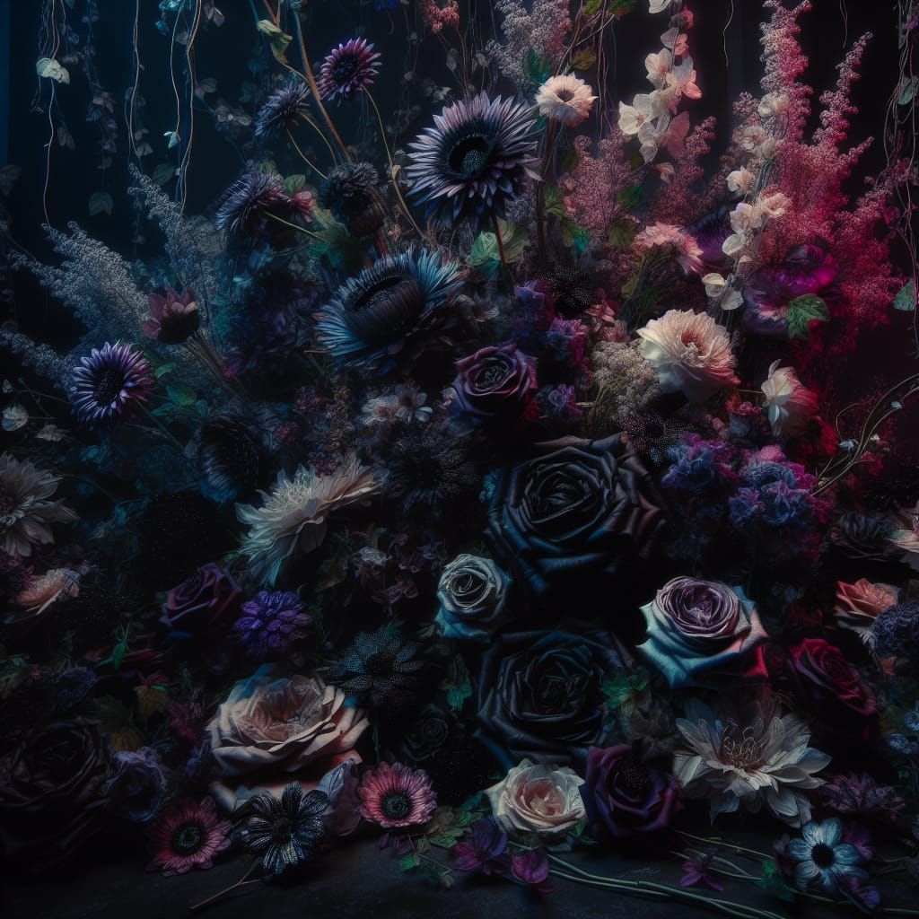 Eerie Glowing Flowers in a Mystical Garden