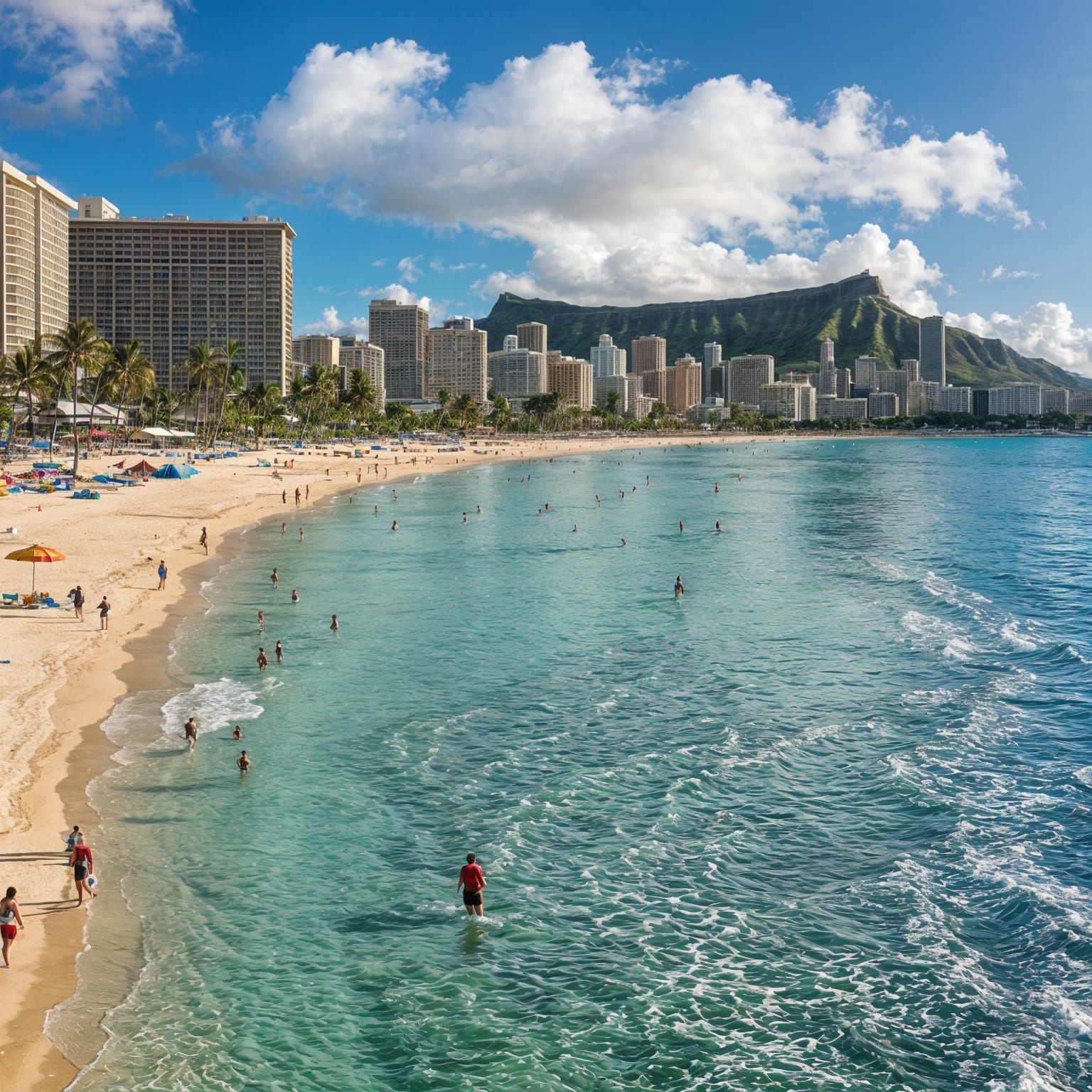 Waikiki Beach View Towards Diamond Head