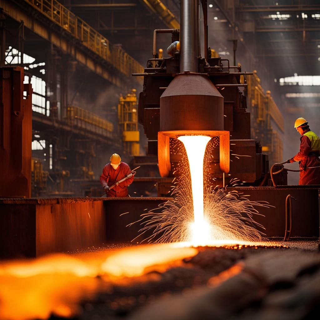Molten Steel Pouring in an Industrial Setting