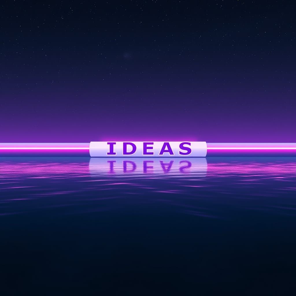 Synthwave Pipeline of Ideas in a Neon Retrowave Scene