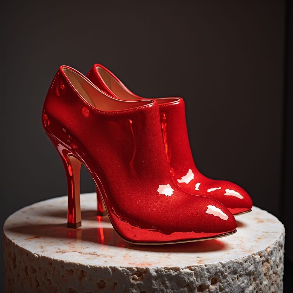 Surreal Ruby-Red Shoes Exude Mysterious Power