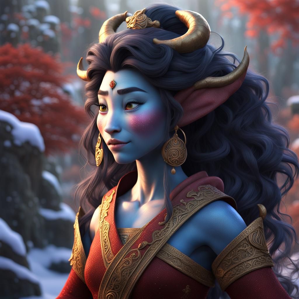 Fantasy Troll Queen Mulan in Hyperrealistic Detail