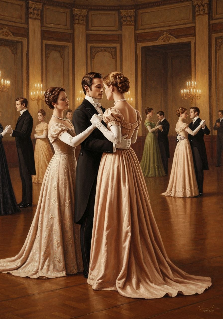Victorian Ball Scene Oil Painting
