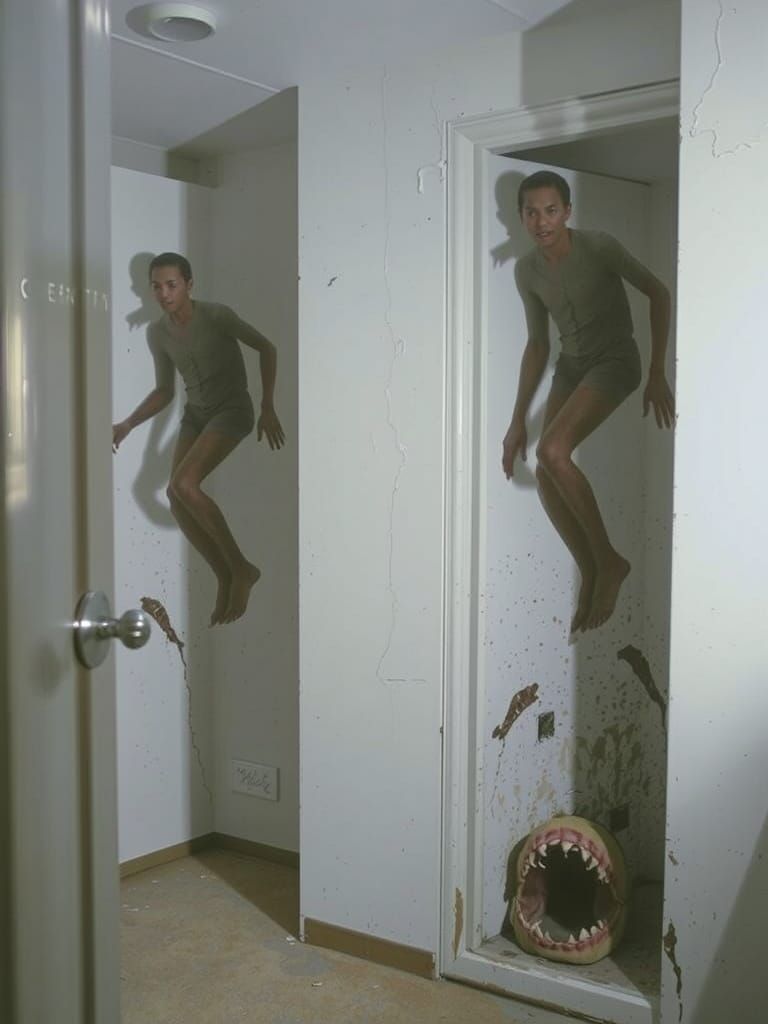 Distorted Leaping Figure in Surreal Style