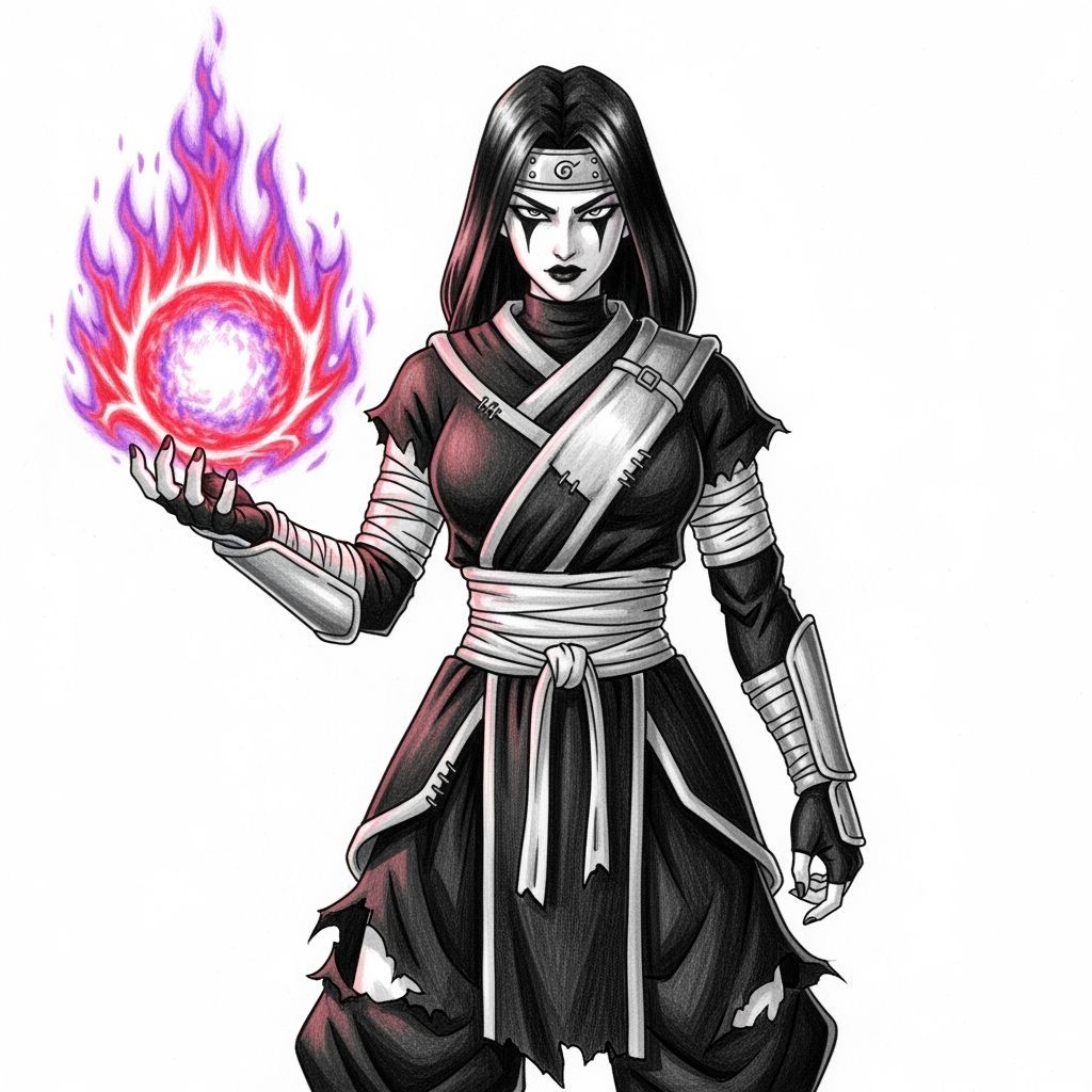 Epic Goth Warrior Woman with Fiery Orb