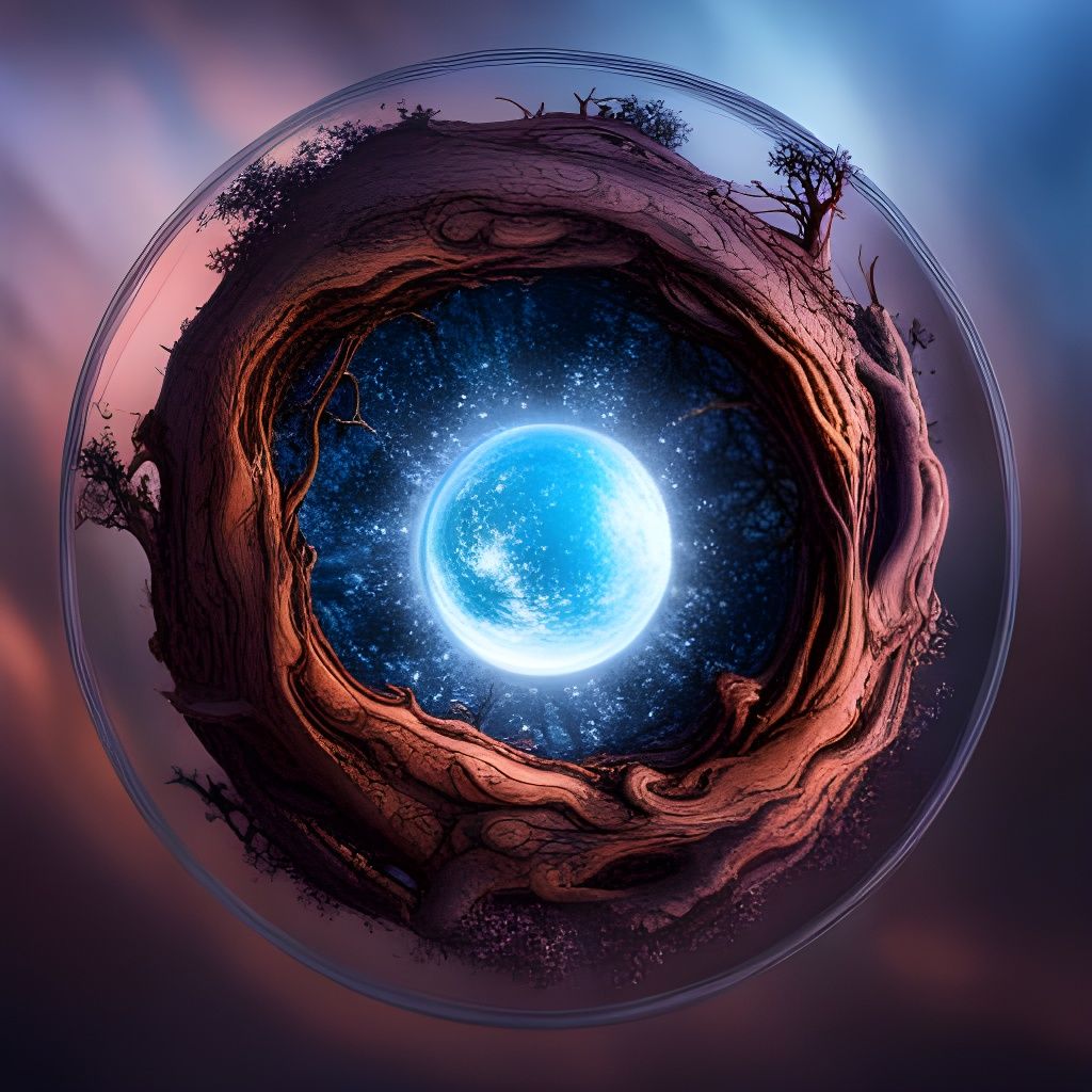 Glass Sphere in Tree Branches: Fantasy Concept Art
