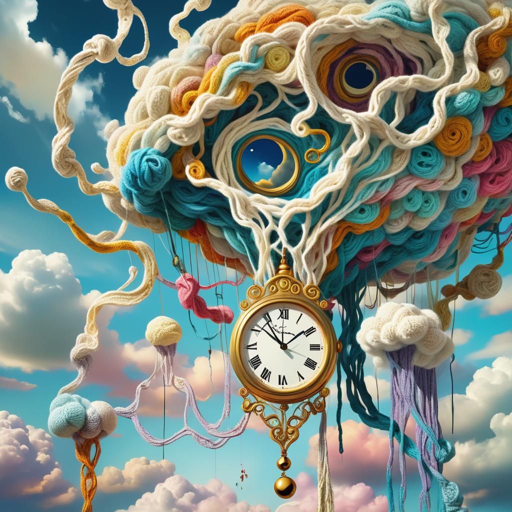 Surreal Crocheted Non-Lieu in Dreamlike Environment