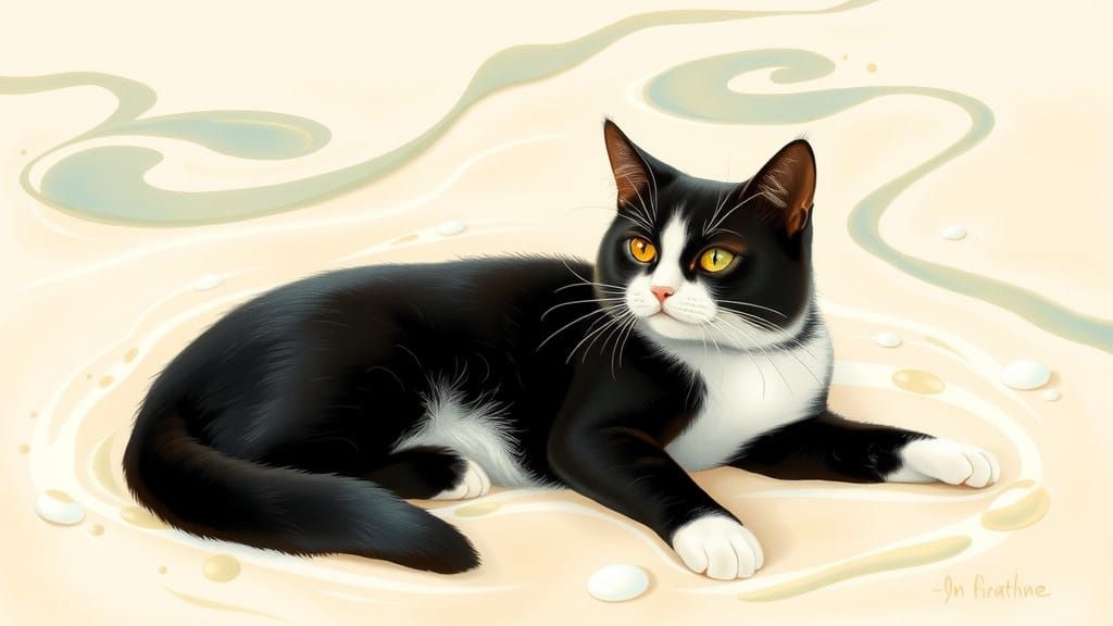 Ethereal Tuxedo Cat in a Creamy Dreamland