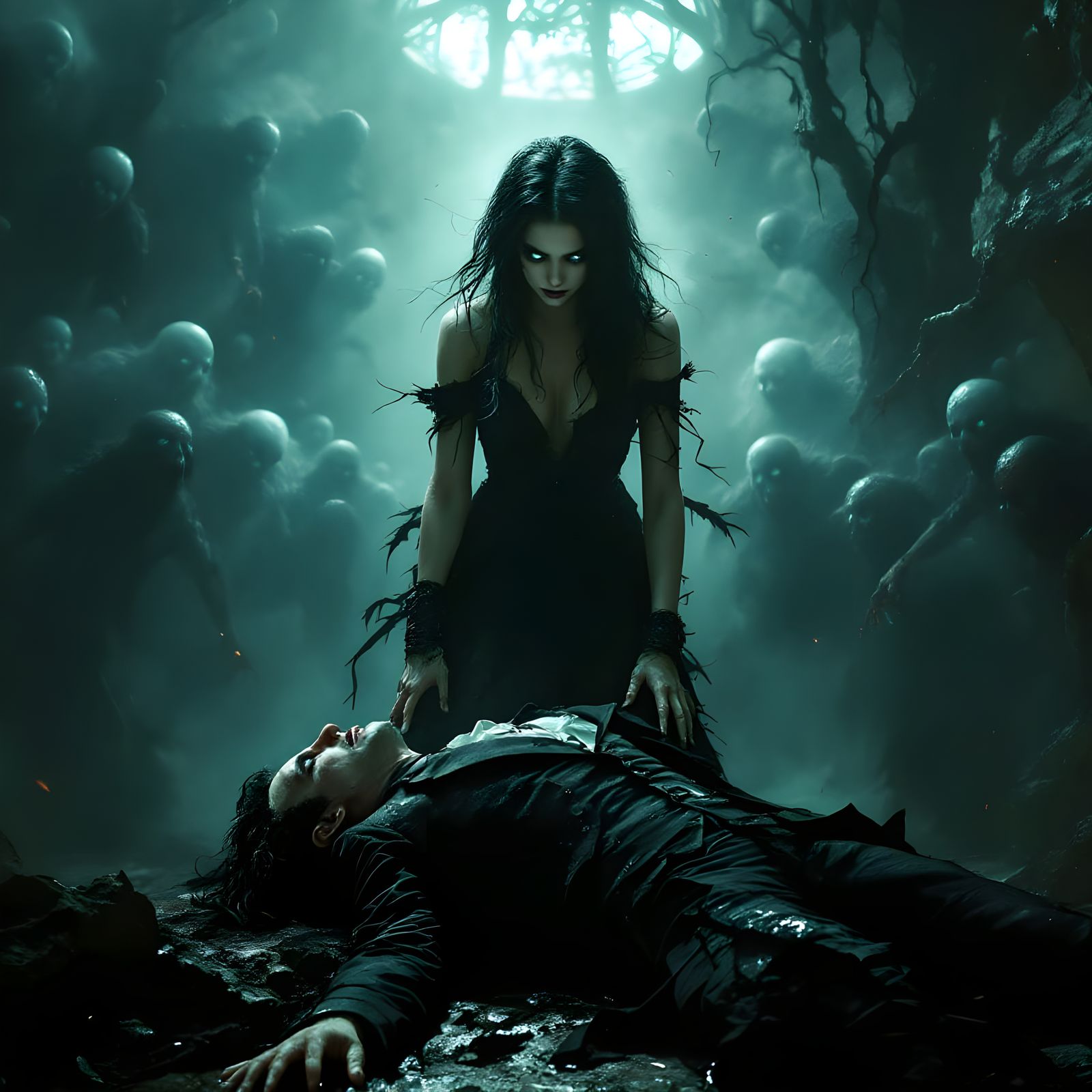 Ethereal Female Revenge Art in Zombiecore Style