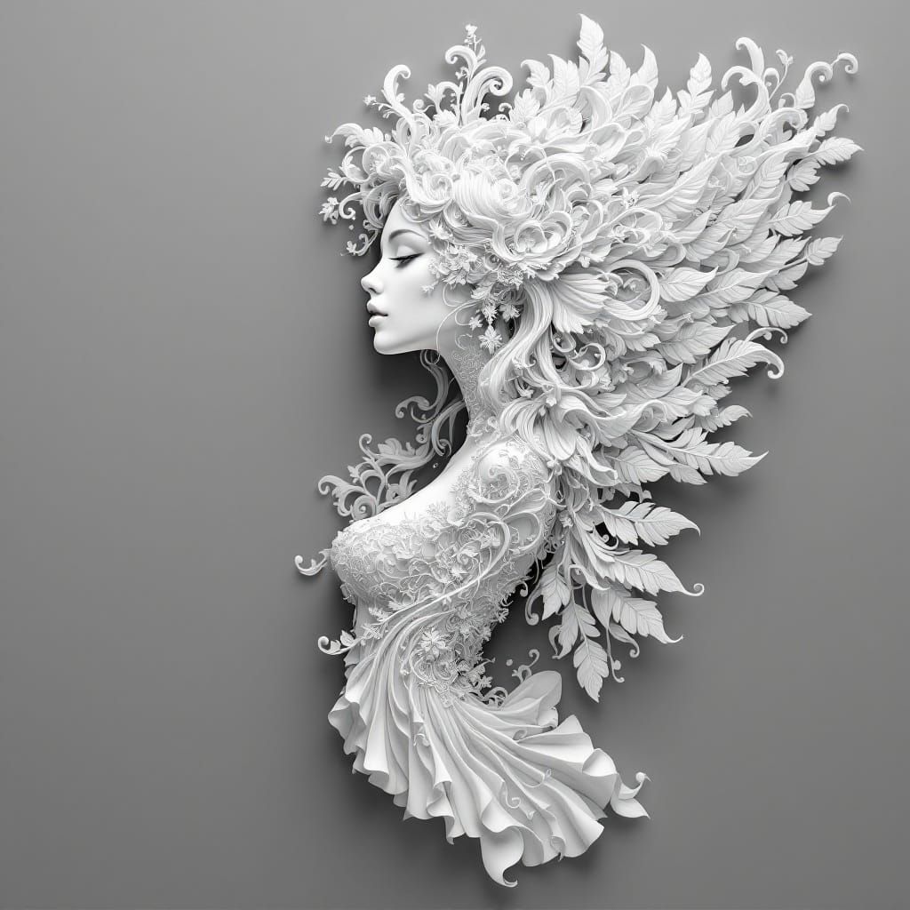 Ethereal Lady in a Fractal Barque