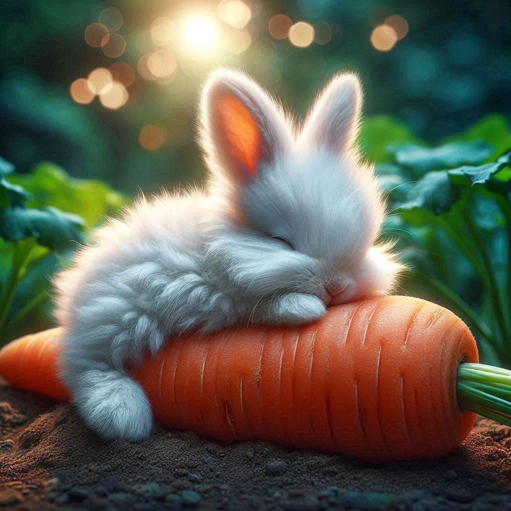 Bunny fell asleep, this carrot was too much...