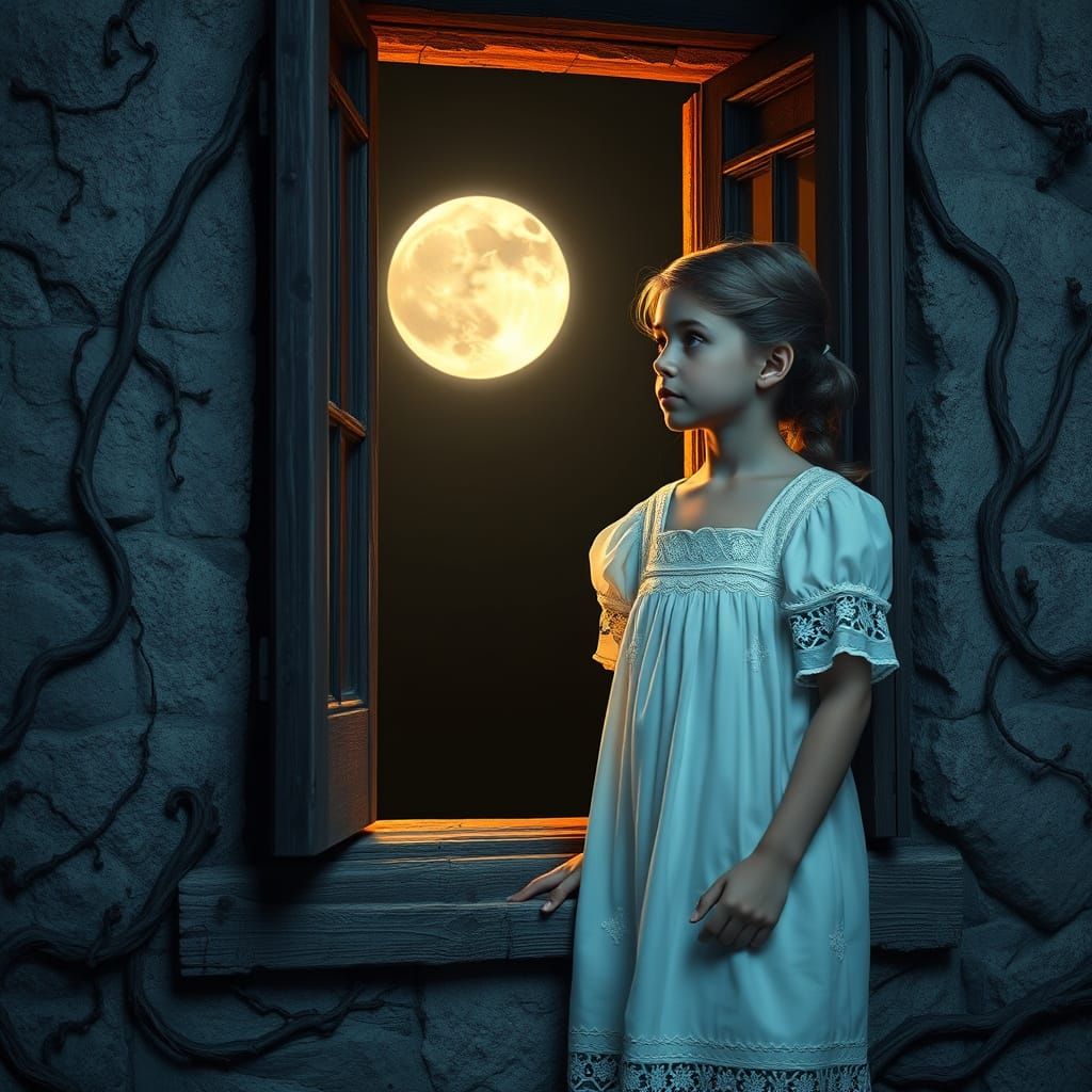 Moonlit Girls in Whimsical Dreamscape