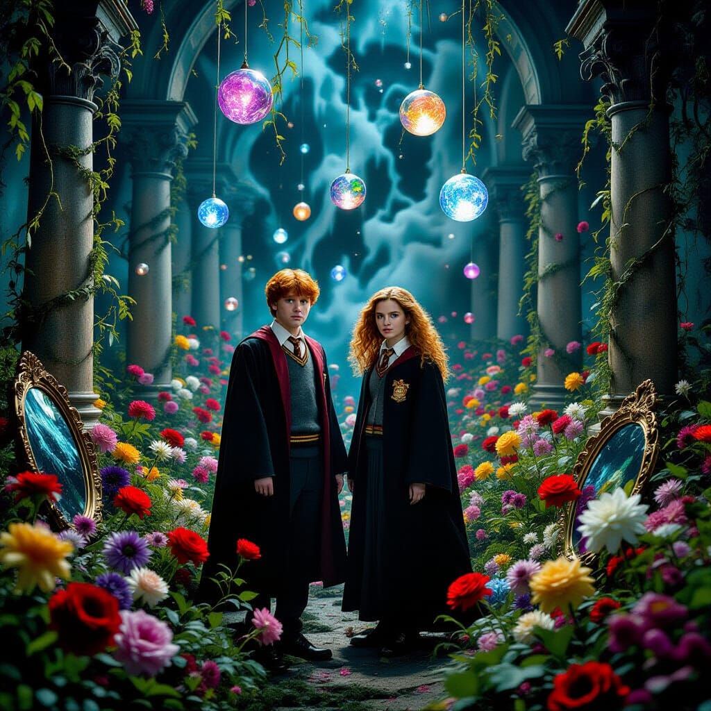 Weasley and Granger in a Surreal Dali Garden