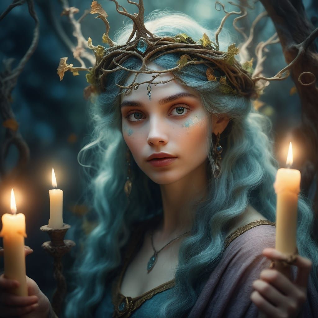 Enchanted Sorceress in Dreamy, Whimsical Fantasy Art