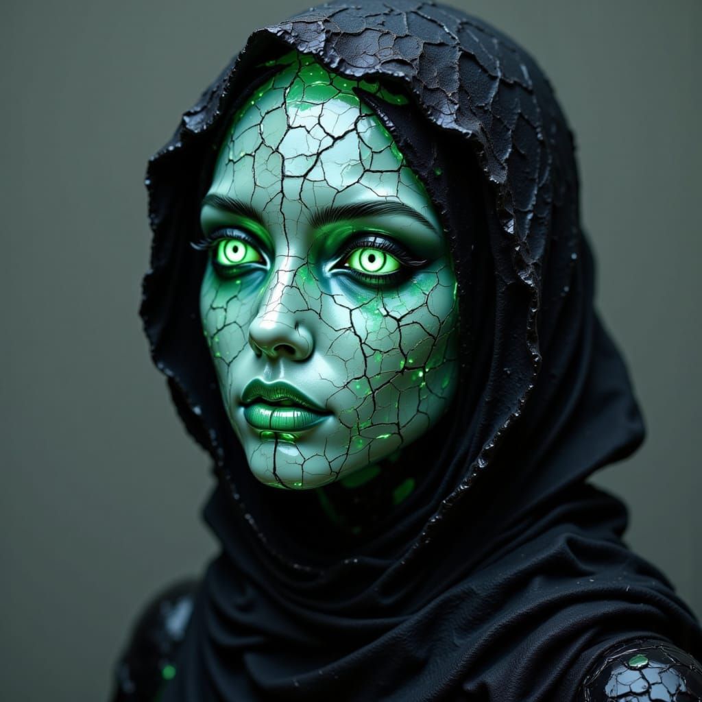 Shattered Glass Witch Head Sculpture