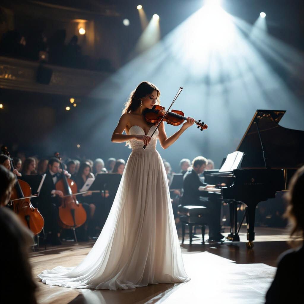 Violinist in Spotlight: Evocative Portrait Photography
