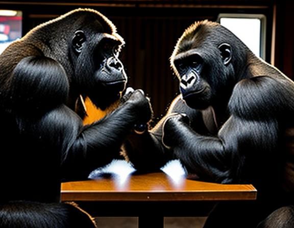 Two Gorillas Arm Wrestling