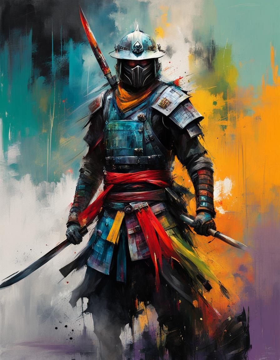Energetic warrior painting-style