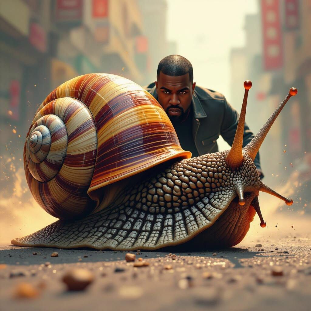Kanye West Escapes Giant Snail in Dramatic Concept Art
