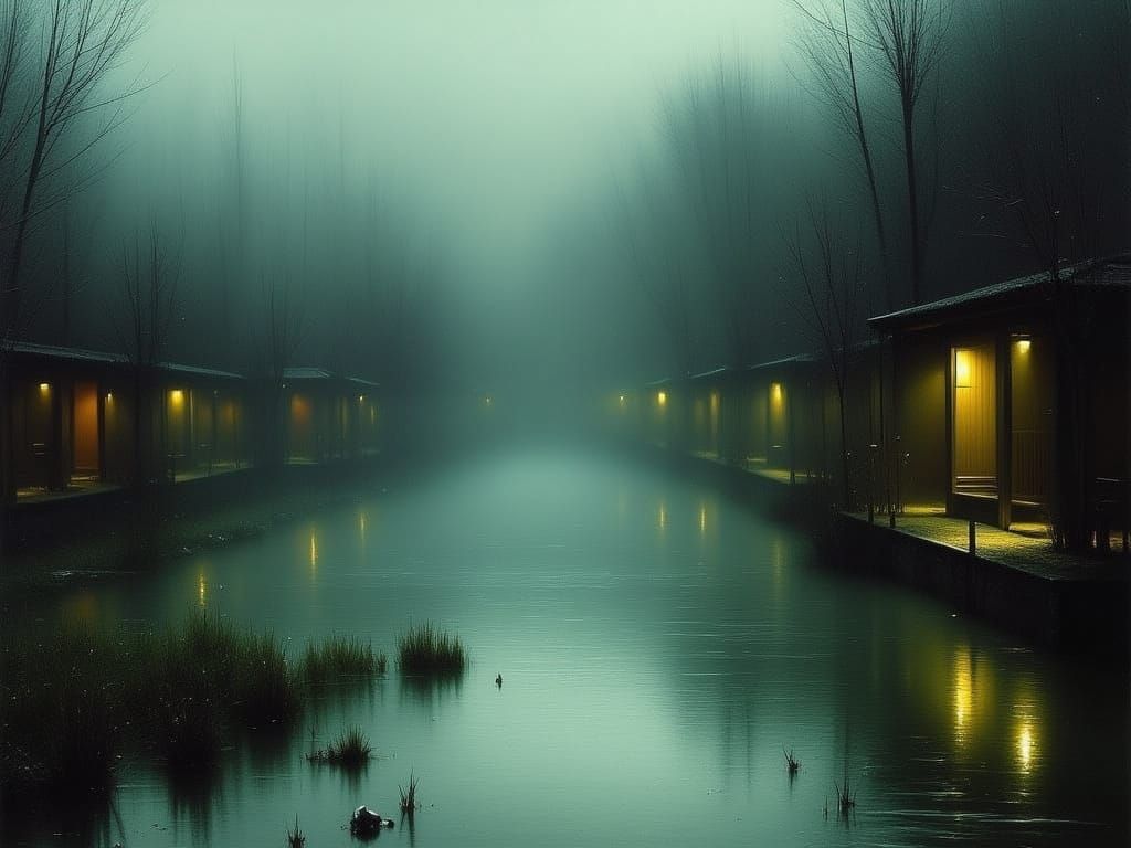 Eerie Japanese Hot Springs with Ominous Mist