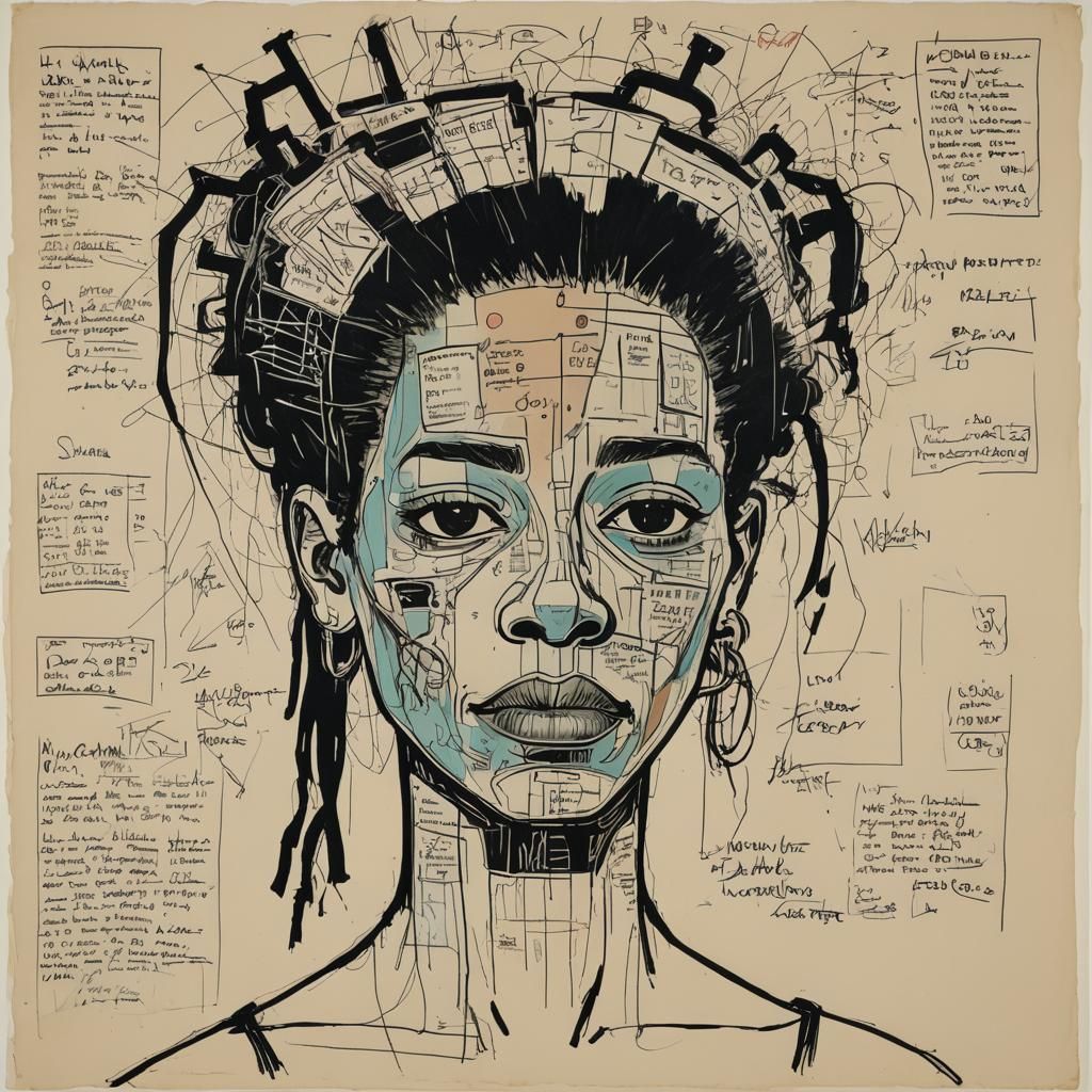 Girl's Head Shattering with Anatomical Elements