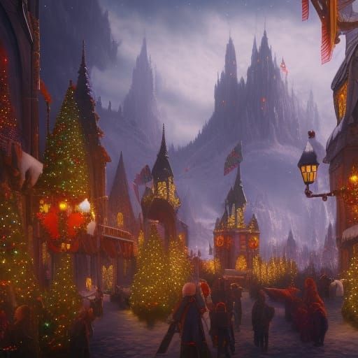 Detailed Christmas Festival Matte Painting