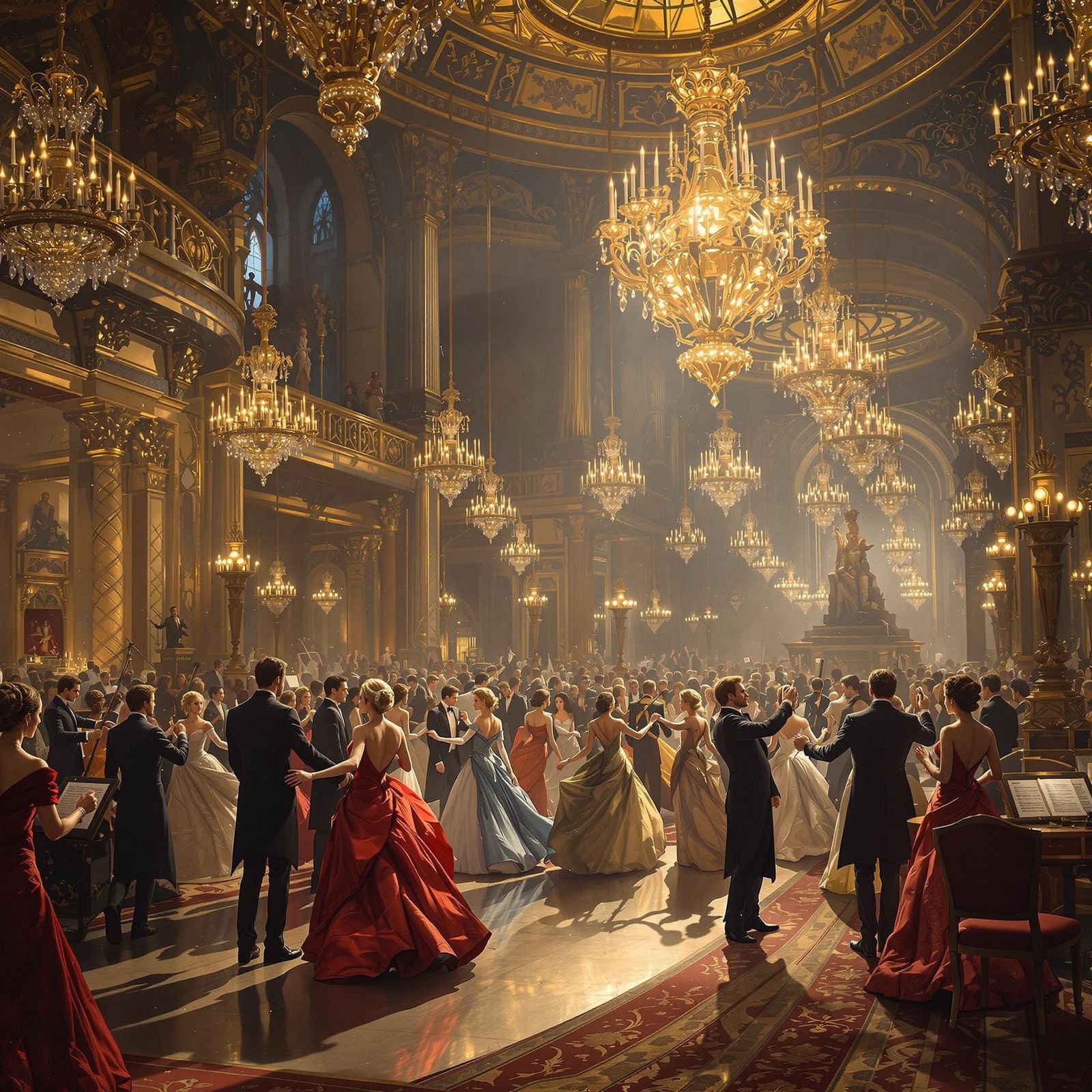 Fantasy Palace Ballroom Scene in Hyperrealistic Style