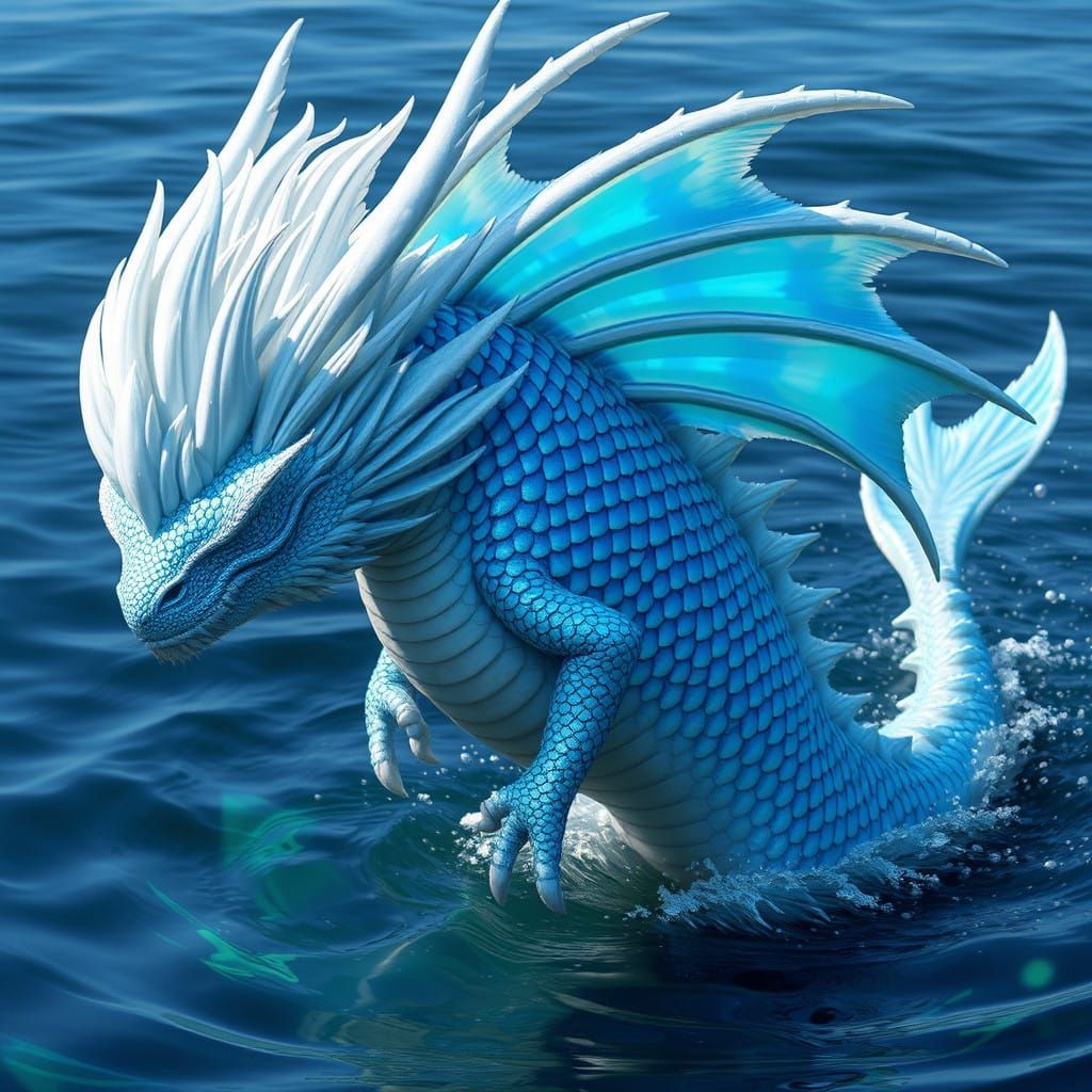 Surreal Fantasy Dragon with Iridescent Scales and Humanoid F...