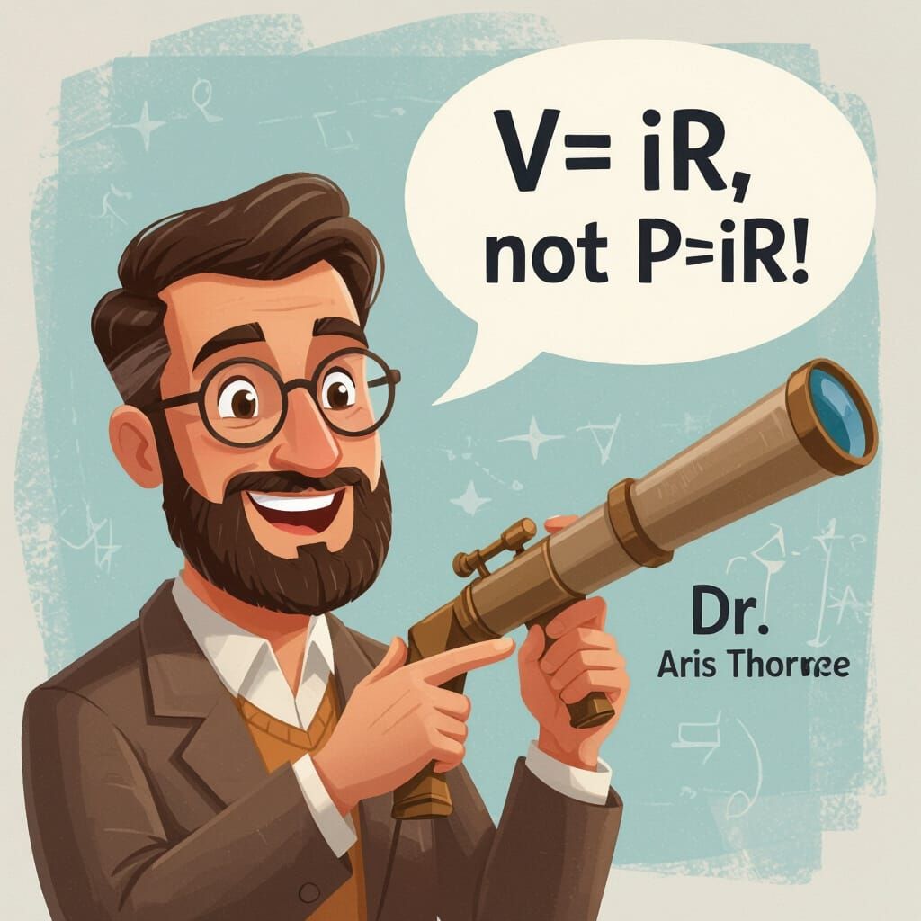 Physics Teacher Dr. Thorne with Telescope and Ohm's Law