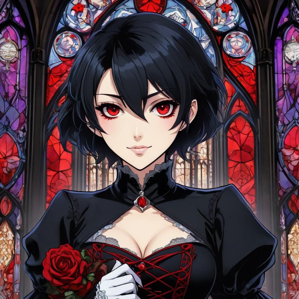 Anime Vampire with a Love Message in Manga Style