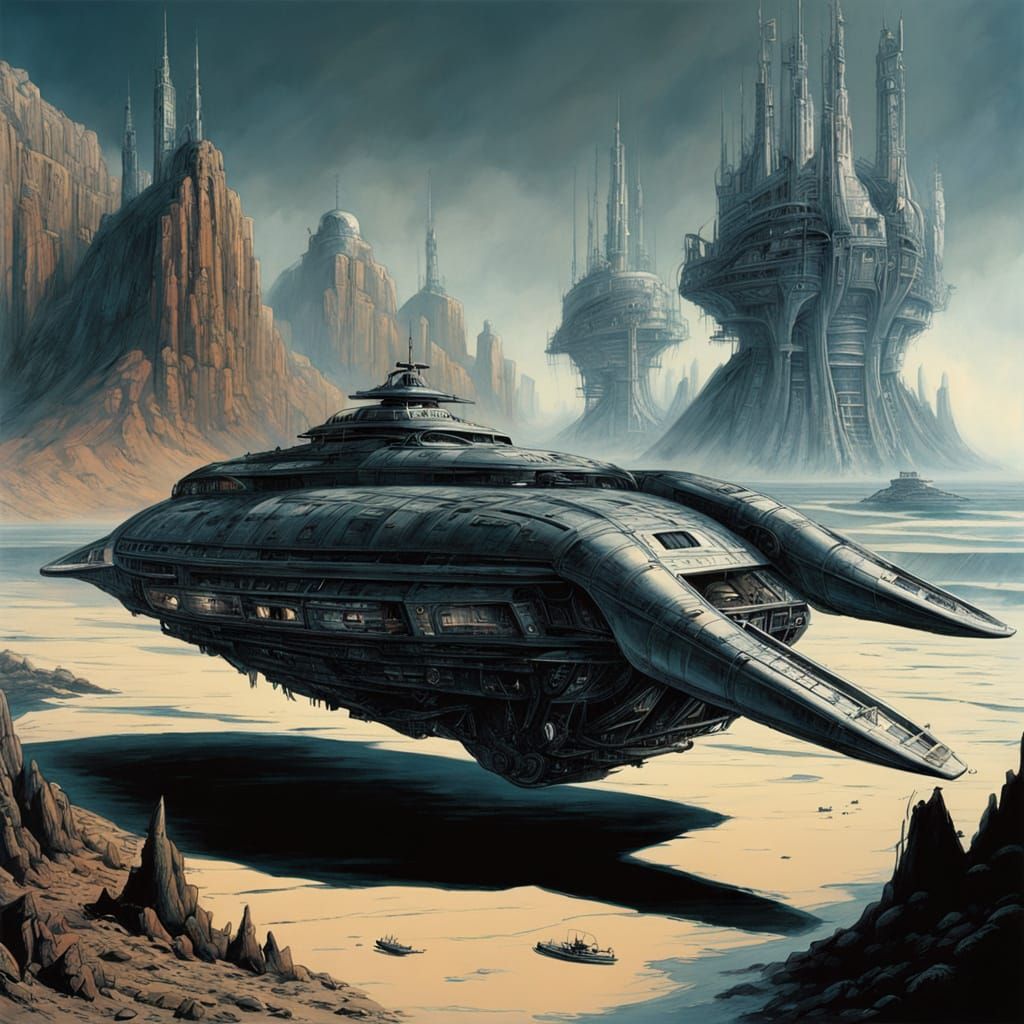 Sleek Futuristic Hovercrafts Cruise Turquoise Coastlines in ...