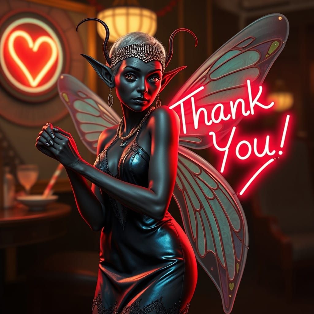 Glamorous Flapper Elf in Shimmering Abalone Tones, Dancing i...