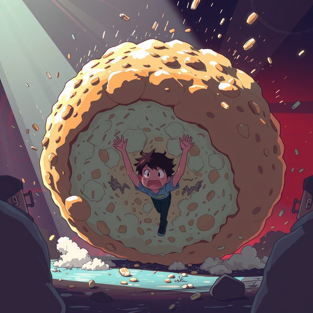 Anime Muffin Diving Masterpiece in Vibrant Style