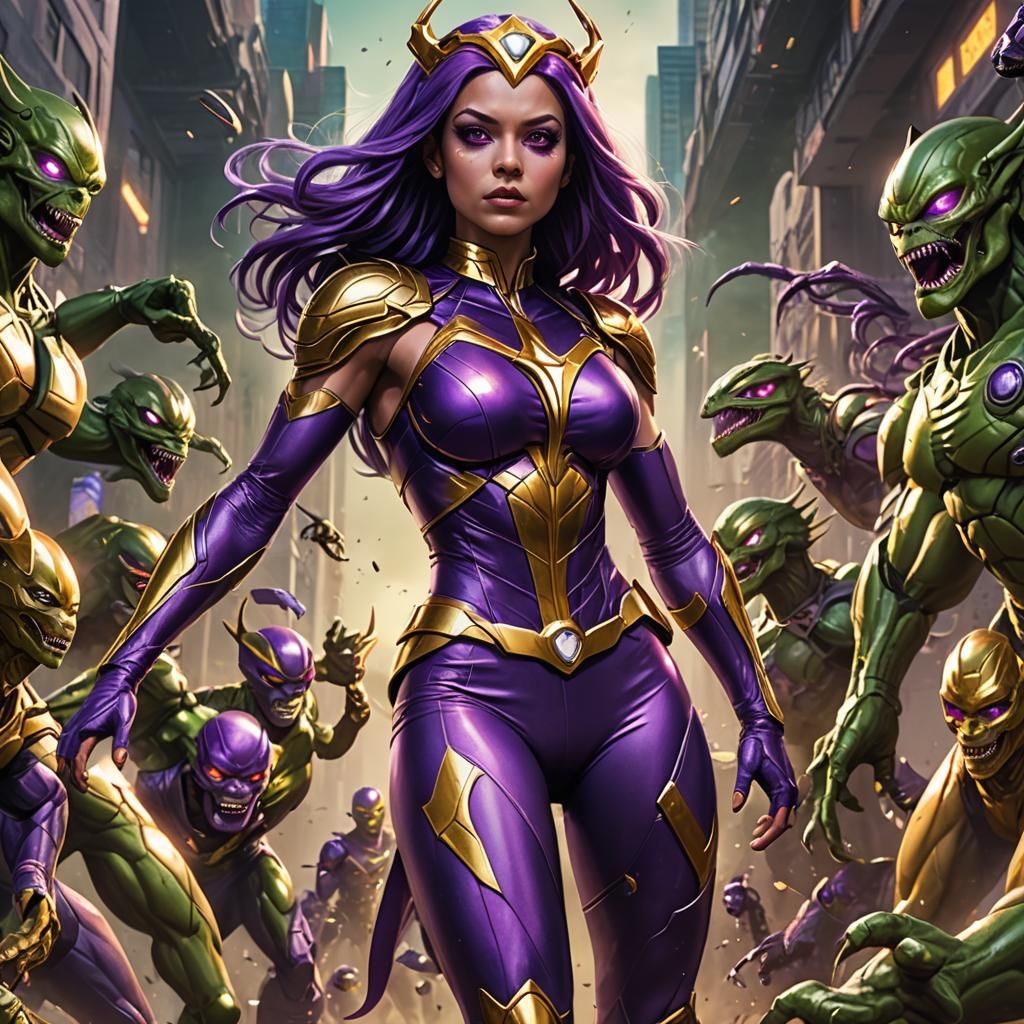 Sci-Fi Heroine Blasting Aliens with Psychic Powers