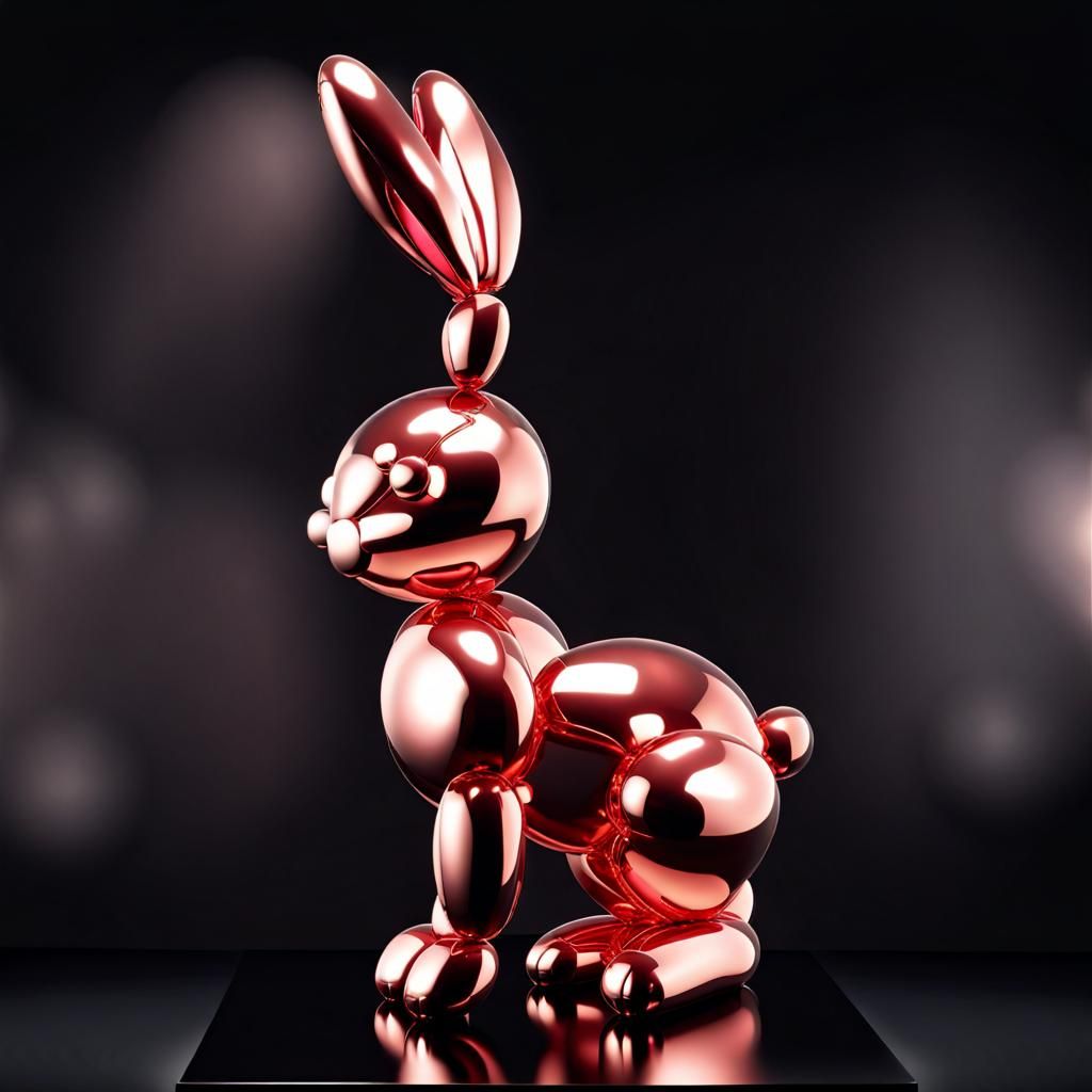 Metallic Red Balloon Rabbit Sculpture