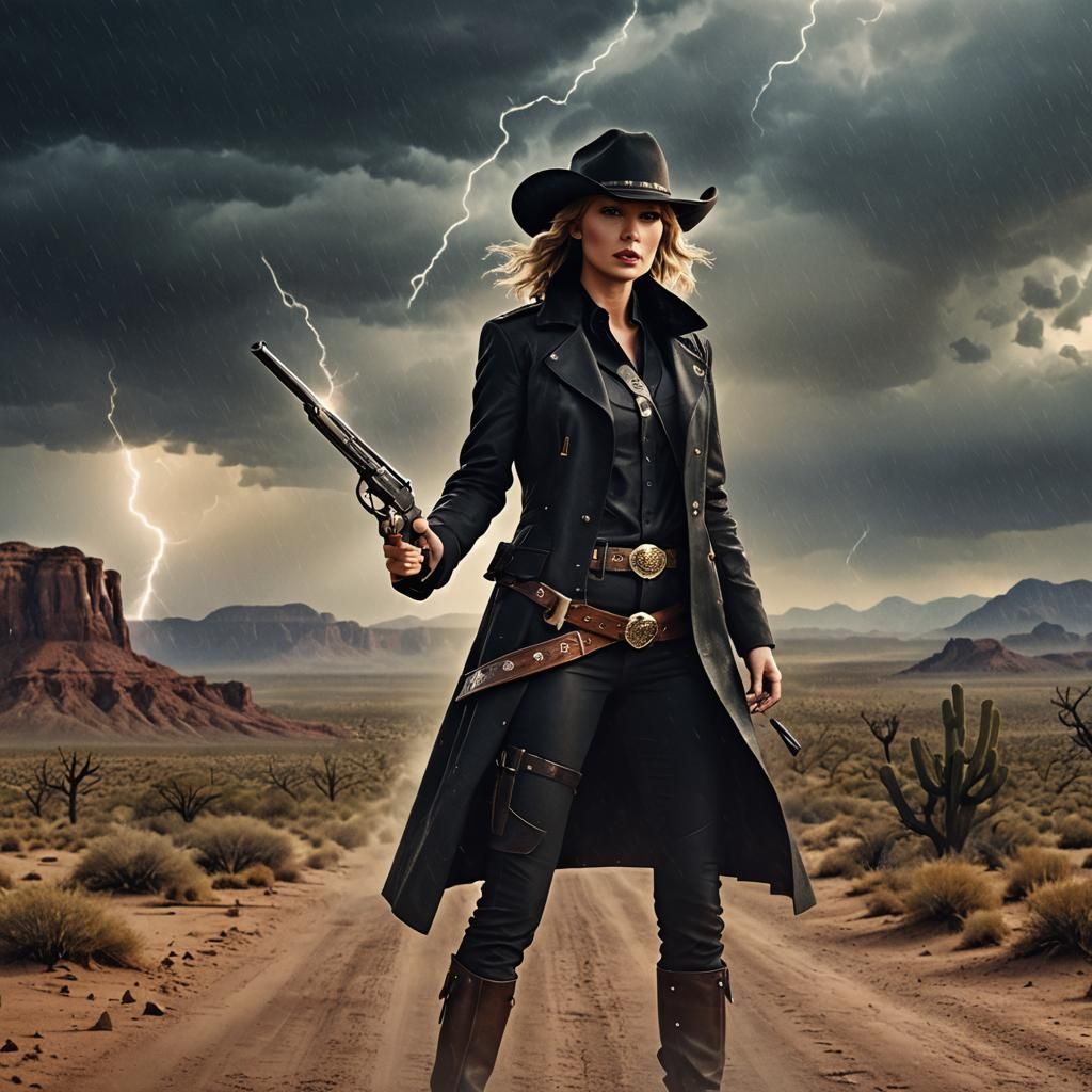 Cowgirl Sheriff in Desert Lightning, Cinematic Action