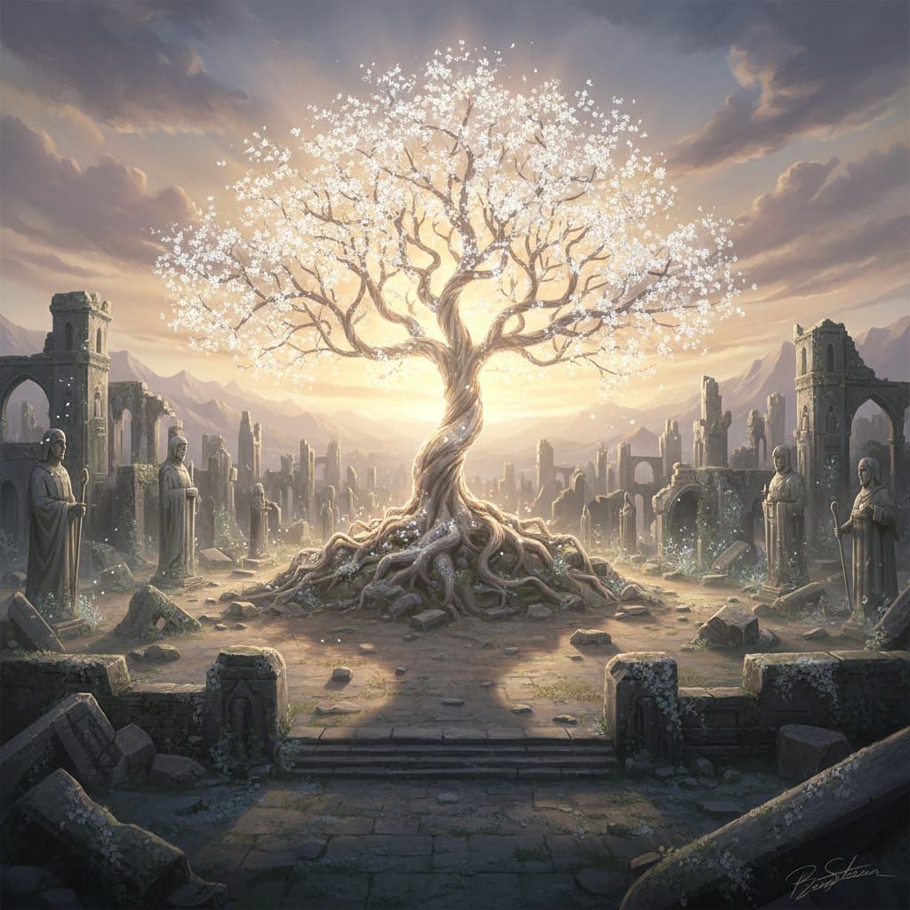 White Tree of Gondor Blooms Anew in Ruined City