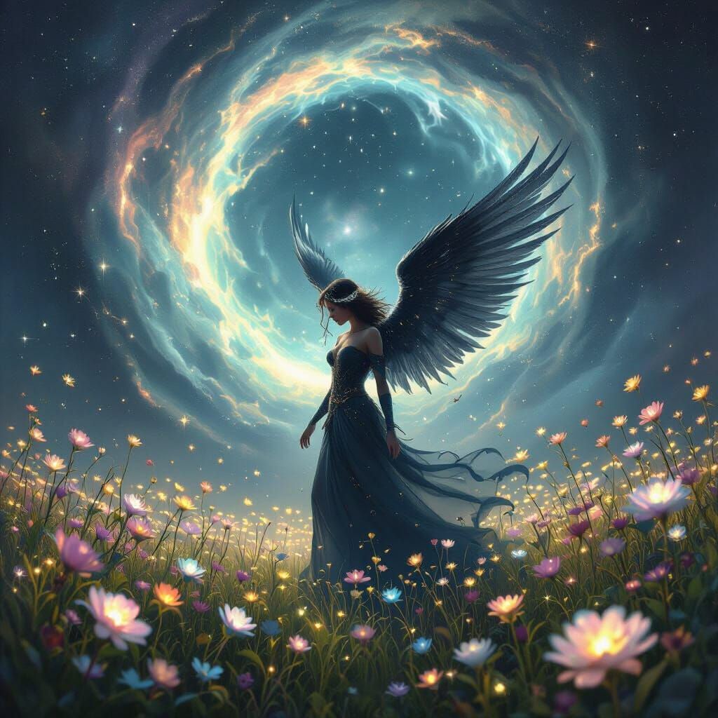 Fallen Angel Descends in Cosmic Starlight