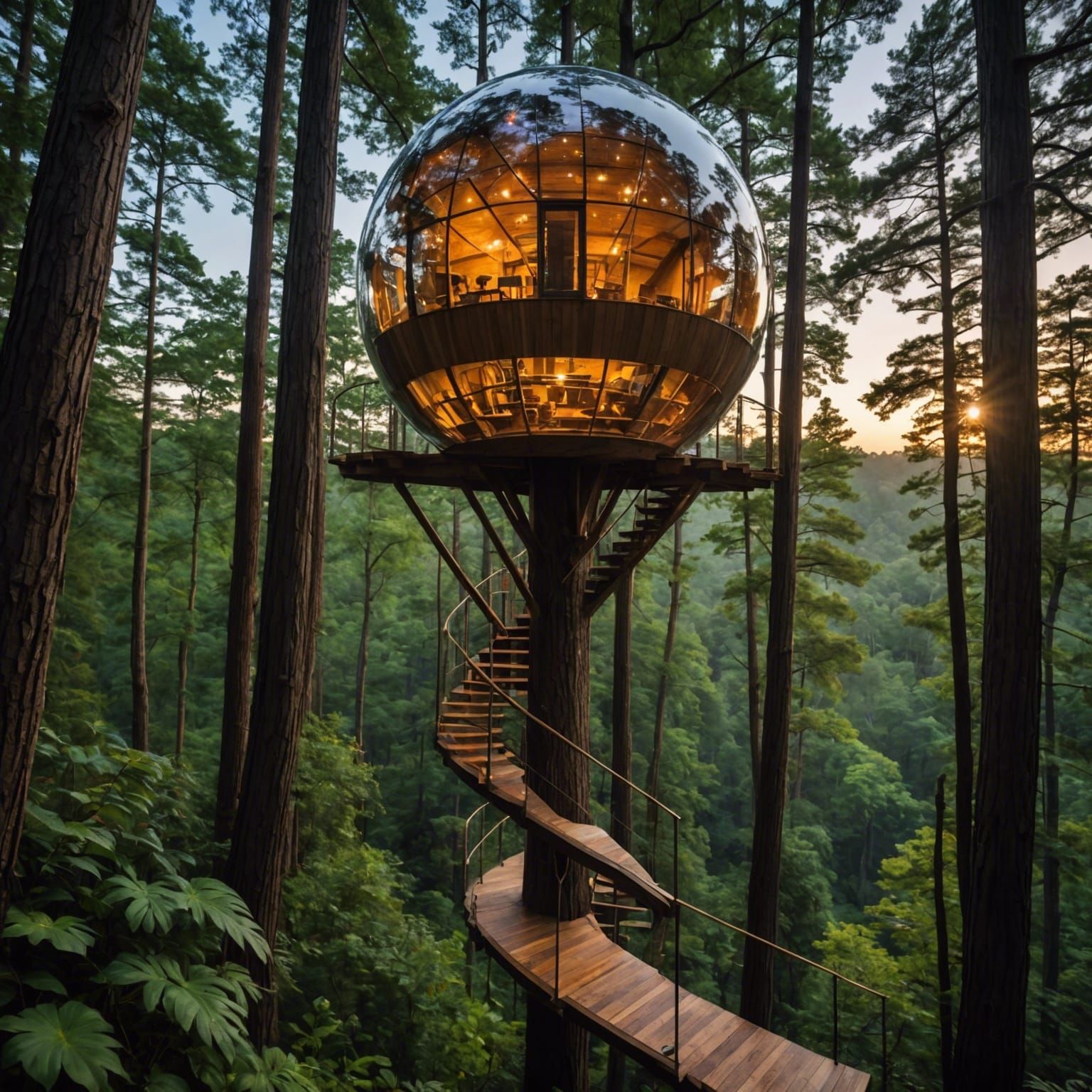 Enchanting Glass Orb Treehouse Design