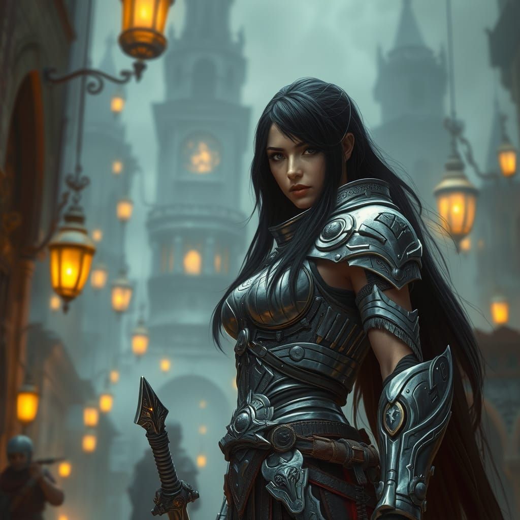 Fantasy Female Warrior in Sci-Fi Armor