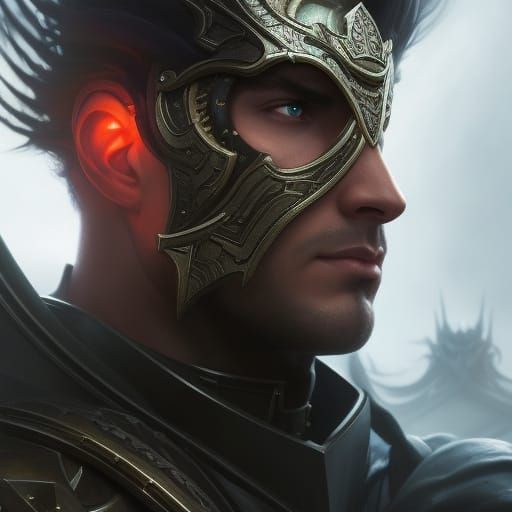 Dark Paladin Portrait in Dark Fantasy Style