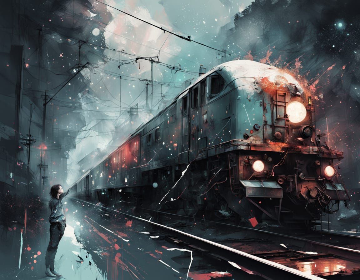 Melting Train: Hyperrealistic Fantasy Digital Art