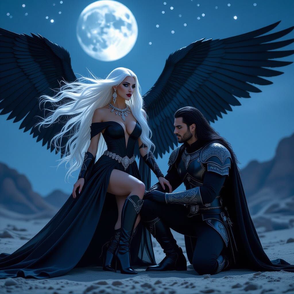 Goddess with Dark Wings Cinematic Film Still