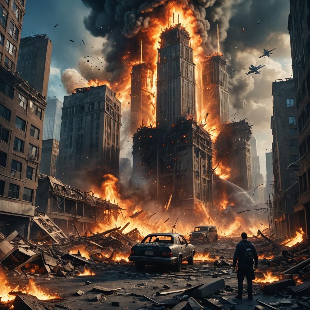 Apocalyptic Twin Towers Matte Painting