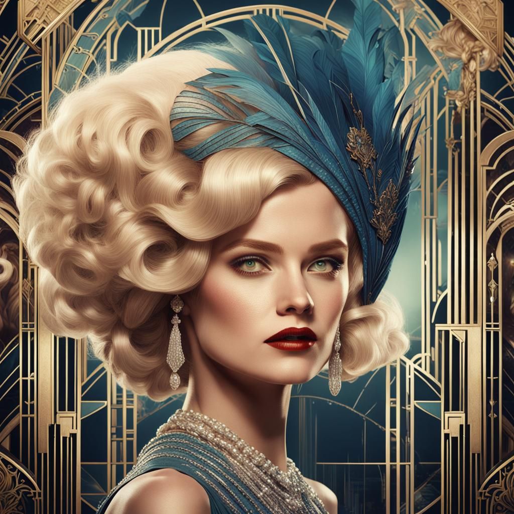 Art Deco Woman with Bouffant Hair