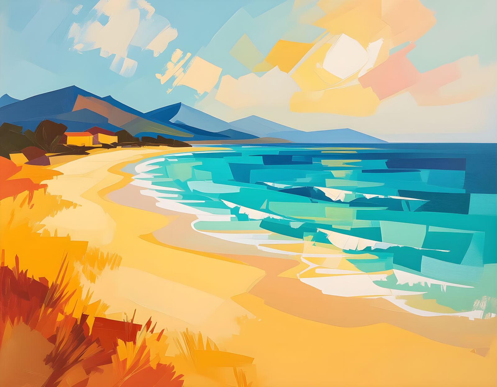 Serene Acharavi Beach with Expressive Brushstrokes