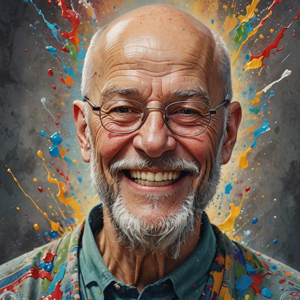 Hyperrealistic Portrait of Smiling Old Man with Beard