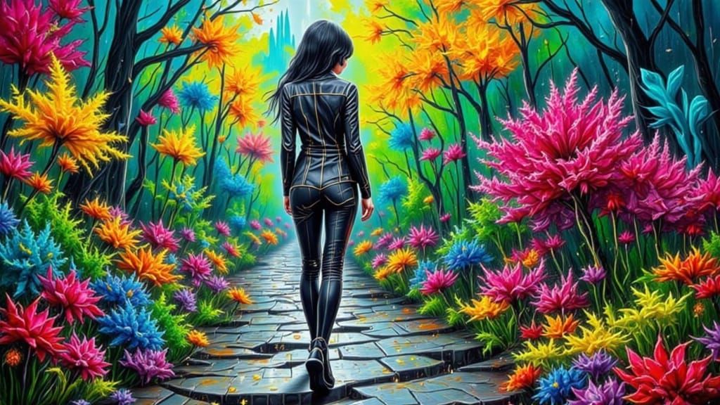 Cyberpunk Explorer in Vibrant Futuristic Cityscape